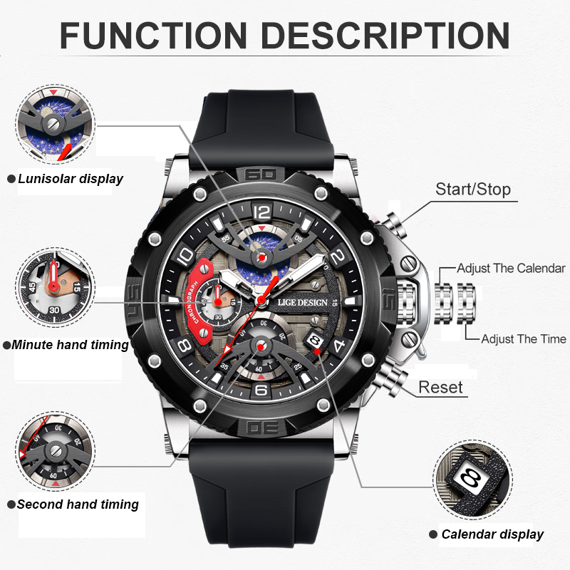 LIGE Top Brand Luxury Men Watc - đánh giá và giá Smartwatch Watches Brands For Men