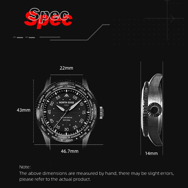 NORTH EDGE MAPLE Solar Quartz  - đánh giá và giá Smartwatch Casual Watches For Men