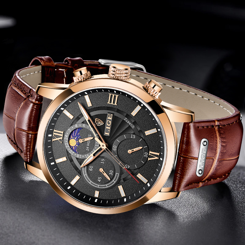 LIGE Fashion Men Watch Casual  - đánh giá và giá Smartwatch Watches Brands For Men