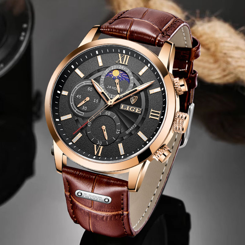 LIGE Fashion Men Watch Casual  - đánh giá và giá Smartwatch Watches Brands For Men